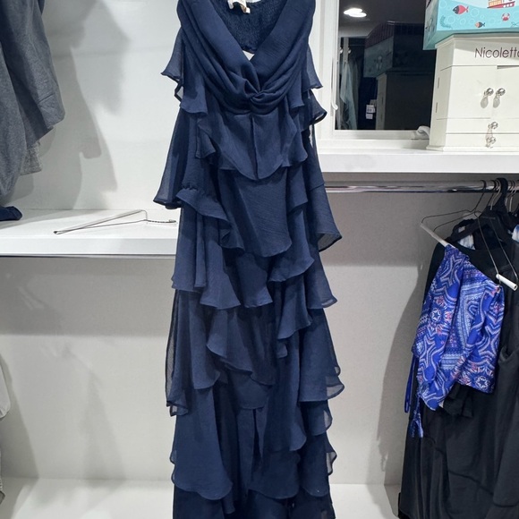 Elegant Navy Tiered Dress - Picture 3 of 5